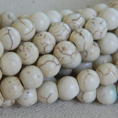 8MM White Round Howlite Beads - Synthetic White Howlite Beads - Thumbnail 3