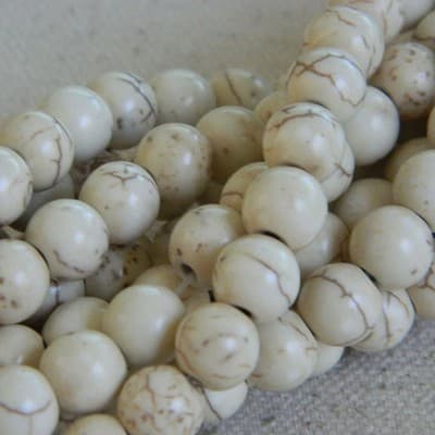 8MM White Round Howlite Beads - Synthetic White Howlite Beads - Thumbnail 4