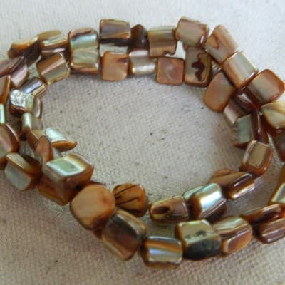 8MM+/- Golden Sienna Eros Shell Beads - Big Shell Chip Beads -Jewelry Making - Thumbnail 2