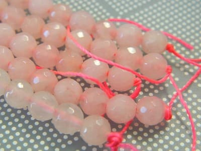 Grade A 6mm Faceted Light Pink Quartz Beads -Gorgeous Rose Pink Quartz Beads - - Image 1