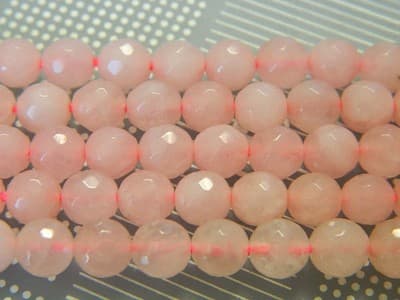Grade A 6mm Faceted Light Pink Quartz Beads -Gorgeous Rose Pink Quartz Beads - - Thumbnail 3