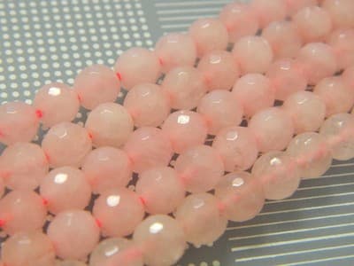 Grade A 6mm Faceted Light Pink Quartz Beads -Gorgeous Rose Pink Quartz Beads - - Thumbnail 2