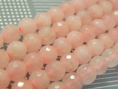 Grade A 6mm Faceted Light Pink Quartz Beads -Gorgeous Rose Pink Quartz Beads - - Thumbnail 4