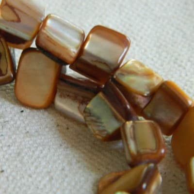 8MM+/- Golden Sienna Eros Shell Beads - Big Shell Chip Beads -Jewelry Making - Thumbnail 3