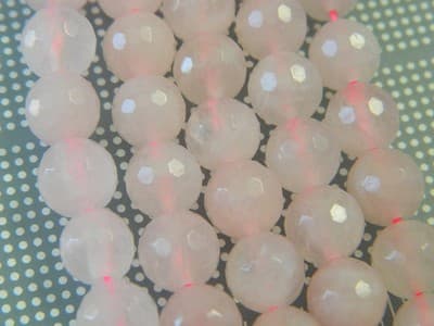 Grade A 8mm Faceted Light Pink Quartz Beads - Gorgeous Rose Pink Beads - Quartz - Thumbnail 3
