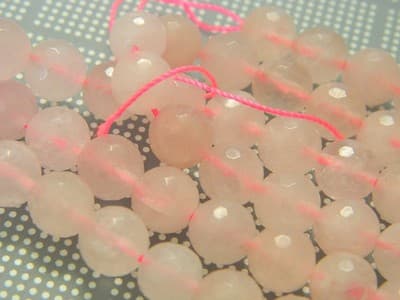 Grade A 8mm Faceted Light Pink Quartz Beads - Gorgeous Rose Pink Beads - Quartz - Thumbnail 7