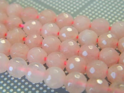 Grade A 6mm Faceted Light Pink Quartz Beads -Gorgeous Rose Pink Quartz Beads - - Thumbnail 5