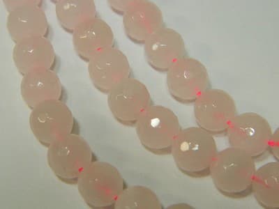 Grade A 8mm Faceted Light Pink Quartz Beads - Gorgeous Rose Pink Beads - Quartz - Thumbnail 8