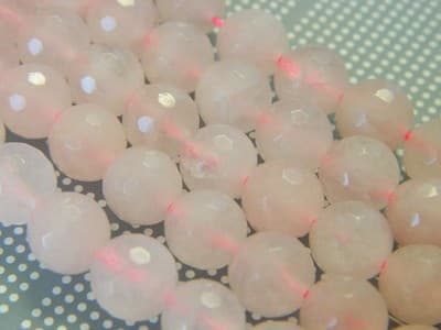 Grade A 8mm Faceted Light Pink Quartz Beads - Gorgeous Rose Pink Beads - Quartz - Thumbnail 9