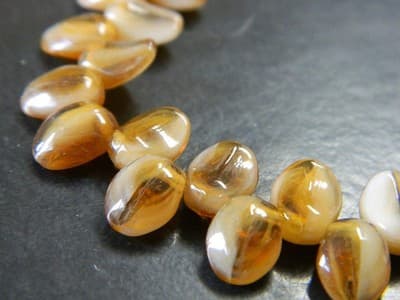 8x6mm Czech Boho Brown Petal Beads - Small Bohemian Crystal Petal Beads - - Image 1