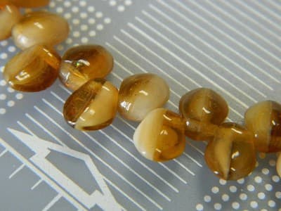 8x6mm Czech Boho Brown Petal Beads - Small Bohemian Crystal Petal Beads - - Thumbnail 2