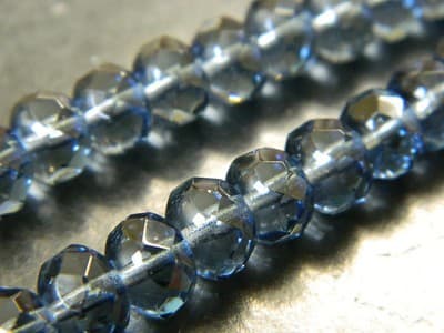 8x6MM Oxford Blue Fire Polished Faceted Czech Donut Beads - Fire Polish Finish - Image 1