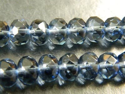 8x6MM Oxford Blue Fire Polished Faceted Czech Donut Beads - Fire Polish Finish - Thumbnail 3