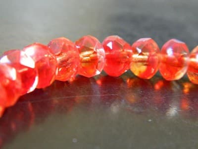 8x6MM Rustic Red Fire Polished Faceted Czech Donut Beads - "Red Fire" Fire - Thumbnail 2