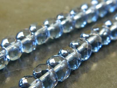 8x6MM Oxford Blue Fire Polished Faceted Czech Donut Beads - Fire Polish Finish - Thumbnail 7