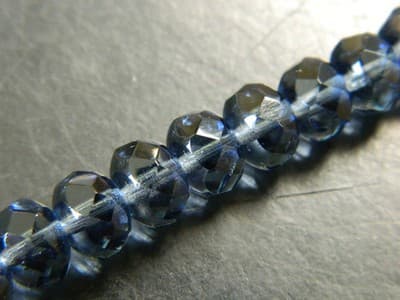 8x6MM Oxford Blue Fire Polished Faceted Czech Donut Beads - Fire Polish Finish - Thumbnail 2