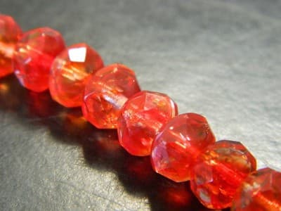 8x6MM Rustic Red Fire Polished Faceted Czech Donut Beads - "Red Fire" Fire - Thumbnail 3