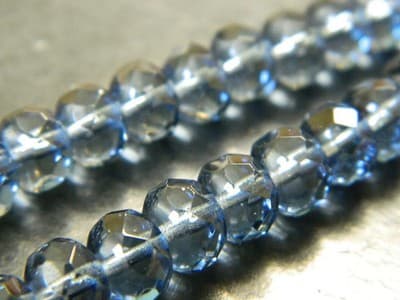 8x6MM Oxford Blue Fire Polished Faceted Czech Donut Beads - Fire Polish Finish - Thumbnail 6