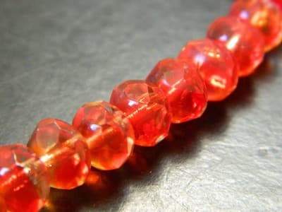 8x6MM Rustic Red Fire Polished Faceted Czech Donut Beads - "Red Fire" Fire - Thumbnail 8