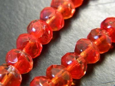 8x6MM Rustic Red Fire Polished Faceted Czech Donut Beads - "Red Fire" Fire - Thumbnail 7