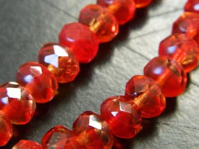 8x6MM Rustic Red Fire Polished Faceted Czech Donut Beads - "Red Fire" Fire - Thumbnail 10
