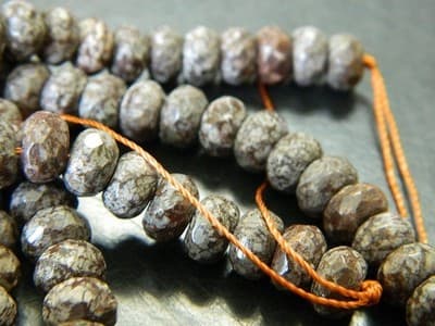 8x5MM Faceted Natural Snowflake Obsidian Rondelle Beads - Faceted Gemstone - Thumbnail 3