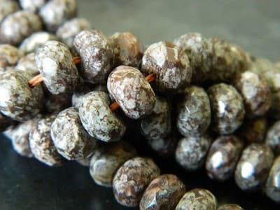 8x5MM Faceted Natural Snowflake Obsidian Rondelle Beads - Faceted Gemstone - Thumbnail 6