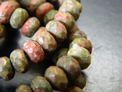 8x5MM Faceted Natural Unakite Rondelle Beads - Faceted Gemstone Rondelle Beads - Image 1