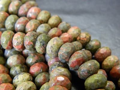 8x5MM Faceted Natural Unakite Rondelle Beads - Faceted Gemstone Rondelle Beads - Thumbnail 3