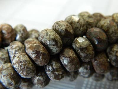 8x5MM Faceted Natural Snowflake Obsidian Rondelle Beads - Faceted Gemstone - Thumbnail 7