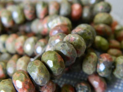 8x5MM Faceted Natural Unakite Rondelle Beads - Faceted Gemstone Rondelle Beads - Thumbnail 4