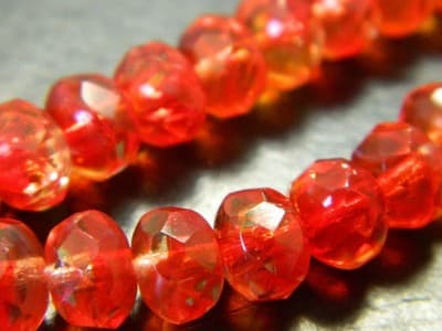 8x6MM Rustic Red Fire Polished Faceted Czech Donut Beads - "Red Fire" Fire - Thumbnail 4