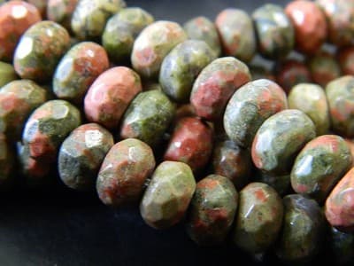 8x5MM Faceted Natural Unakite Rondelle Beads - Faceted Gemstone Rondelle Beads - Thumbnail 6