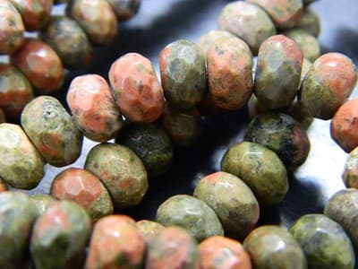 8x5MM Faceted Natural Unakite Rondelle Beads - Faceted Gemstone Rondelle Beads - Thumbnail 9