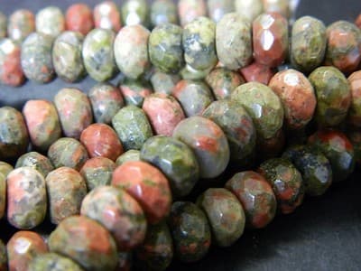 8x5MM Faceted Natural Unakite Rondelle Beads - Faceted Gemstone Rondelle Beads - Thumbnail 10