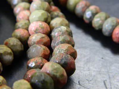 8x5MM Faceted Natural Unakite Rondelle Beads - Faceted Gemstone Rondelle Beads - Thumbnail 8