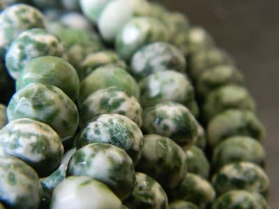8x5MM Faceted Natural Green Spot Rondelle Beads-Faceted Gemstone Rondelle - Thumbnail 2