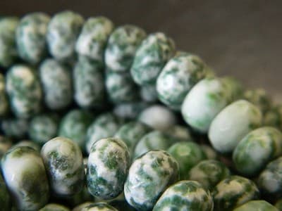 8x5MM Faceted Natural Green Spot Rondelle Beads-Faceted Gemstone Rondelle - Thumbnail 3