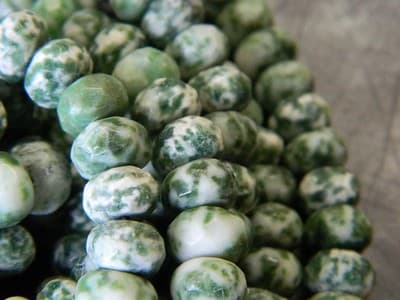 8x5MM Faceted Natural Green Spot Rondelle Beads-Faceted Gemstone Rondelle - Image 1