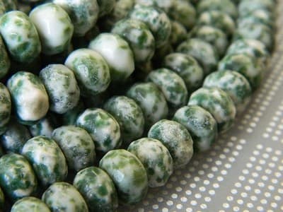 8x5MM Faceted Natural Green Spot Rondelle Beads-Faceted Gemstone Rondelle - Thumbnail 10