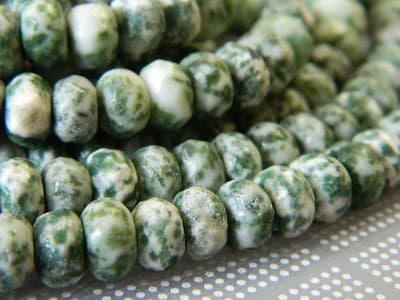8x5MM Faceted Natural Green Spot Rondelle Beads-Faceted Gemstone Rondelle - Thumbnail 9