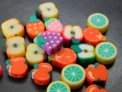 Crafters & Kids Fun Polymer Clay Fruit Theme Beads - Multi-Colored Fruit Themed - Thumbnail 6