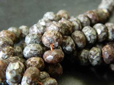 8x5MM Faceted Natural Snowflake Obsidian Rondelle Beads - Faceted Gemstone - Thumbnail 8