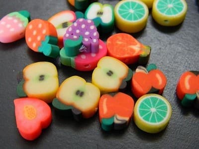 Crafters & Kids Fun Polymer Clay Fruit Theme Beads - Multi-Colored Fruit Themed - Thumbnail 5