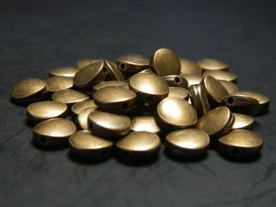 50 Qty9MM Smooth Flat Round Tibetan Style Coin Spacer Beads - Metal Alloy Copper - Thumbnail 4