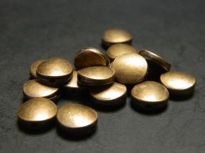 50 Qty9MM Smooth Flat Round Tibetan Style Coin Spacer Beads - Metal Alloy Copper - Image 1