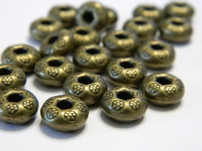 9.5MM BIG HOLE Antiqued Bronze Colored Pewter Donut Beads - 25 Per Order - Image 1