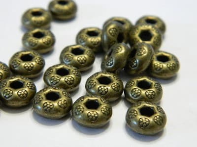 9.5MM BIG HOLE Antiqued Bronze Colored Pewter Donut Beads - 25 Per Order - Thumbnail 4