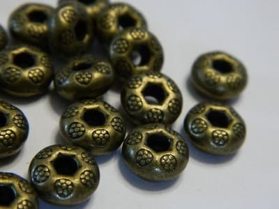 9.5MM BIG HOLE Antiqued Bronze Colored Pewter Donut Beads - 25 Per Order - Thumbnail 5