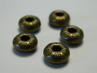 9.5MM BIG HOLE Antiqued Bronze Colored Pewter Donut Beads - 25 Per Order - Thumbnail 2